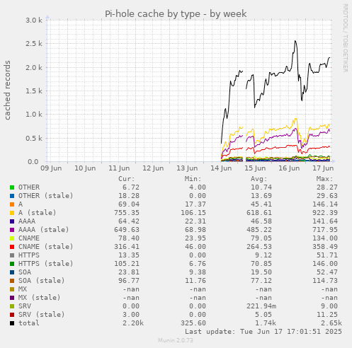 Pi-hole cache by type