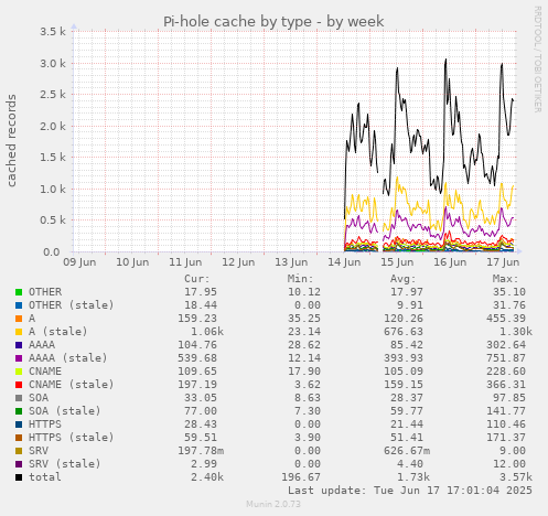 Pi-hole cache by type